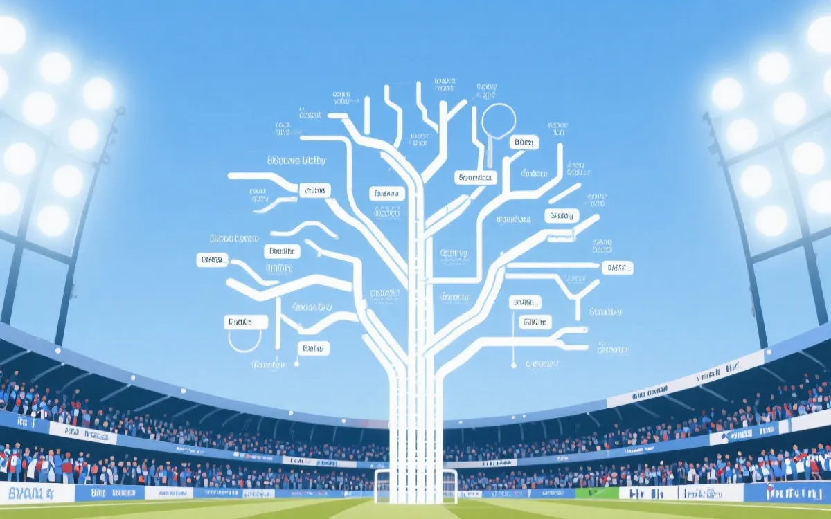 抽象化的淘汰赛对阵树与球迷观赛氛围